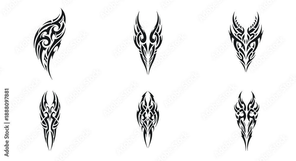 Obraz premium Tattoo designs black tribal art modern abstract body markings white background