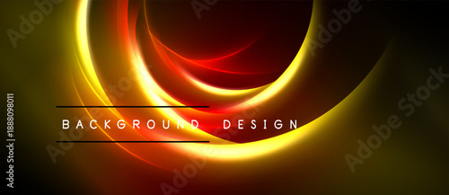 Abstract design features glowing curves, vibrant colors. Dark background emphasizes bright, dynamic shapes. Text reads background design.