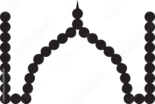 A striking black and white abstract pattern formed by connected circular beads in a geometric arrangement Vector