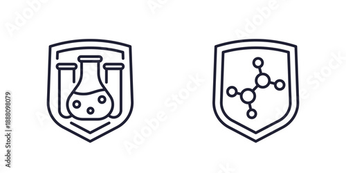 chemical resistant line icons on white