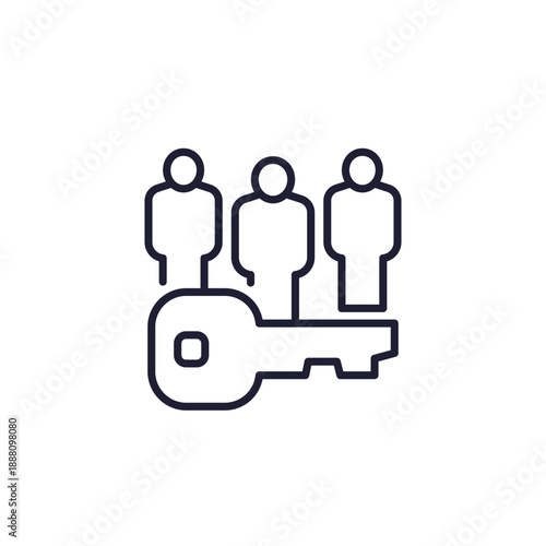 Collective ownership line icon with people and key