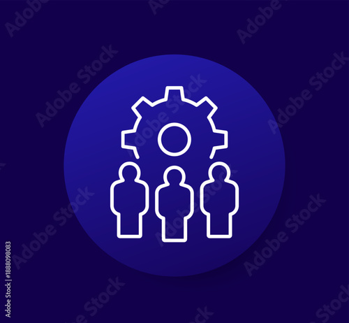 collective work line icon with people