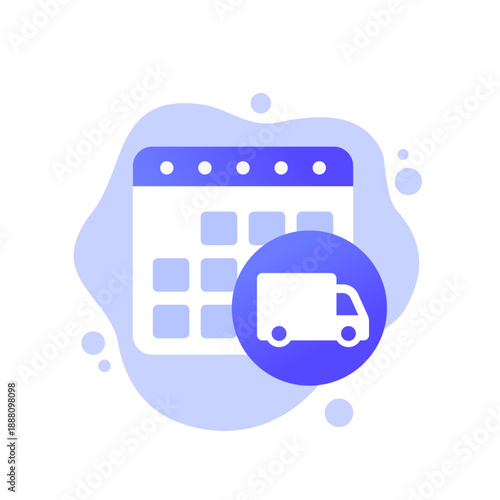 delivery schedule vector icon with van and calendar