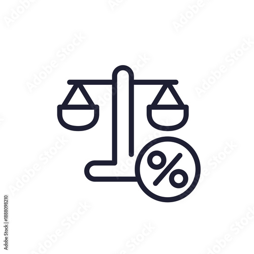legal fee line icon on white