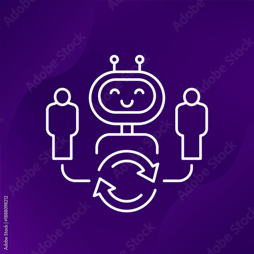 lead generation with AI icon, business automation line vector design