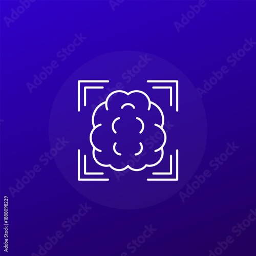 neuroimaging icon, brain scanning line design