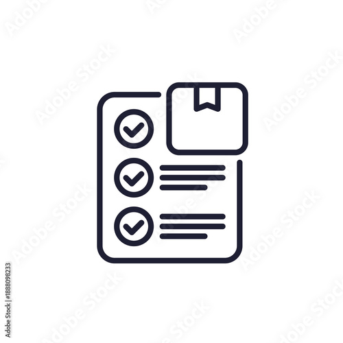parcel and checklist line icon