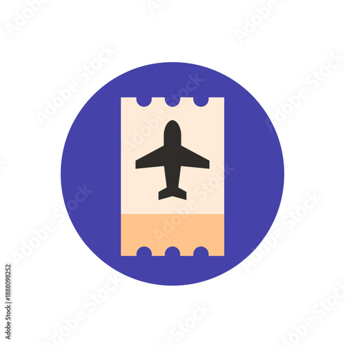 plane ticket icon, boarding pass flat vector design