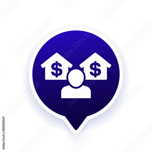 Real estate agent vector icon with houses