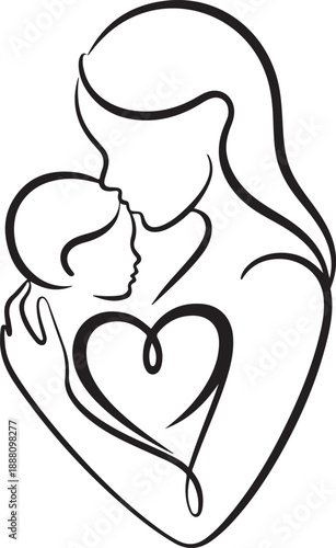 A loving embrace: a mother's tender kiss to her cherished child, embodying unbreakable bond Vector