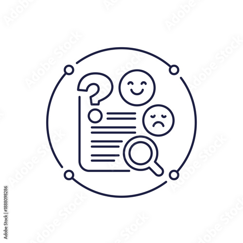 sentiment analysis icon on white, line design