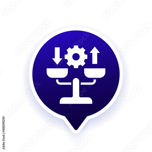 rebalancing vector icon with scales and gear