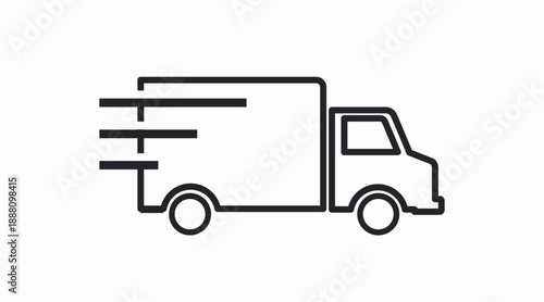 info_ecommerceClean black and white vector icon of a delivery truck, ideal for illustrating shipping, logistics, fast delivery, courier services, and e‑commerce operations. This minimalist, scalable s
