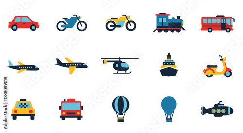 Variety of Vehicles: A vibrant collection of vehicles, representing different modes of transport, ready to whisk you away on a journey of exploration and discovery.