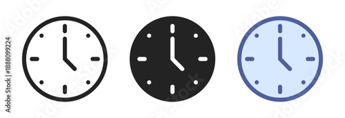Clock and time management icons, set of circular watch and schedule symbols isolated vector graphics for punctuality and deadline concepts