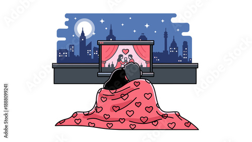 Couple watching movie on laptop at night.