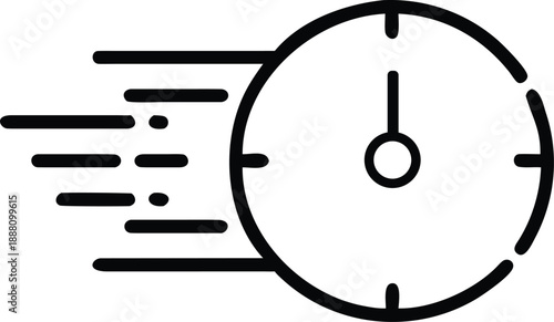 Clock With Motion Lines Showing Speed Minimal
