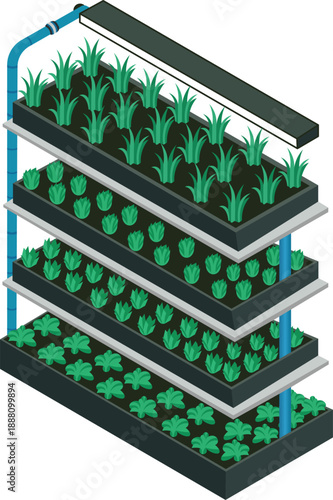 Vertical Farming Hydroponics System Illustration