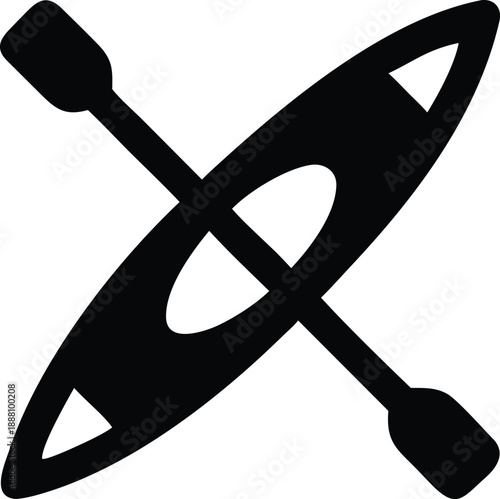 An icon of a kayak with a paddle.