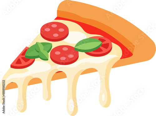 Delicious cheese pizza slice with tomatoes.