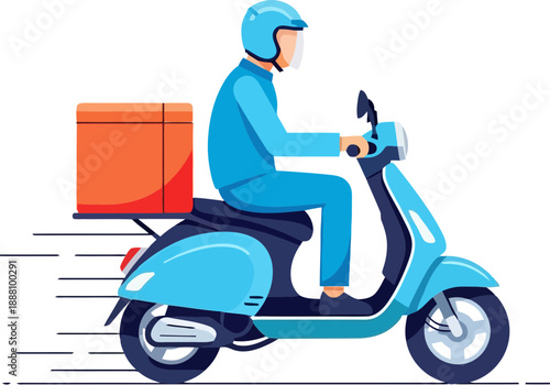 Delivery Rider on Blue Scooter.