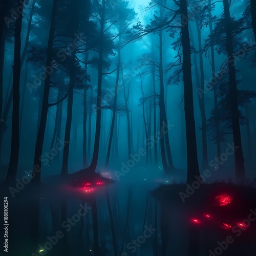 Ethereal Glowing Forest at Dawn with Futuristic Fantasy Atmosphere | Generative AI