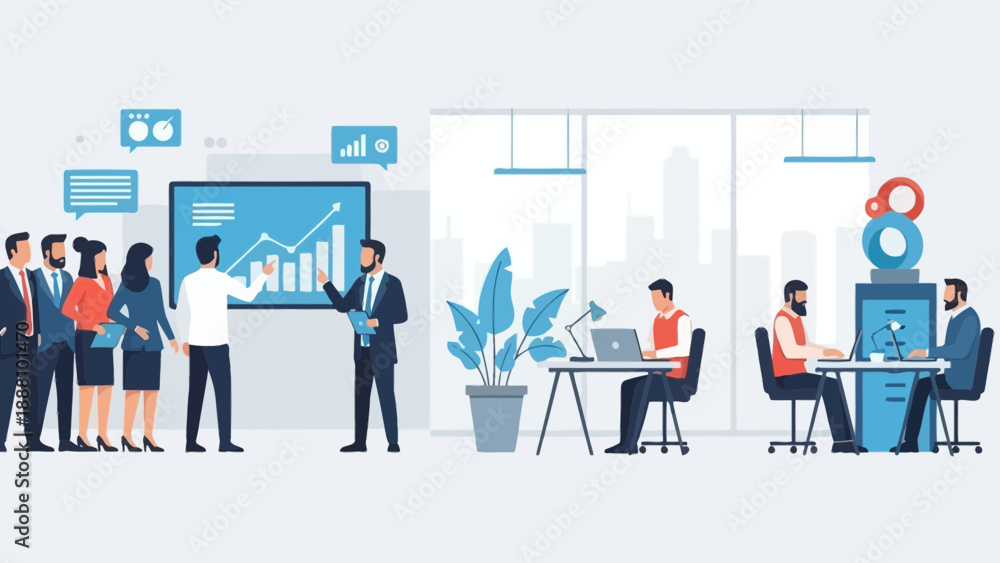 Obraz premium Professional team collaborating in modern office space