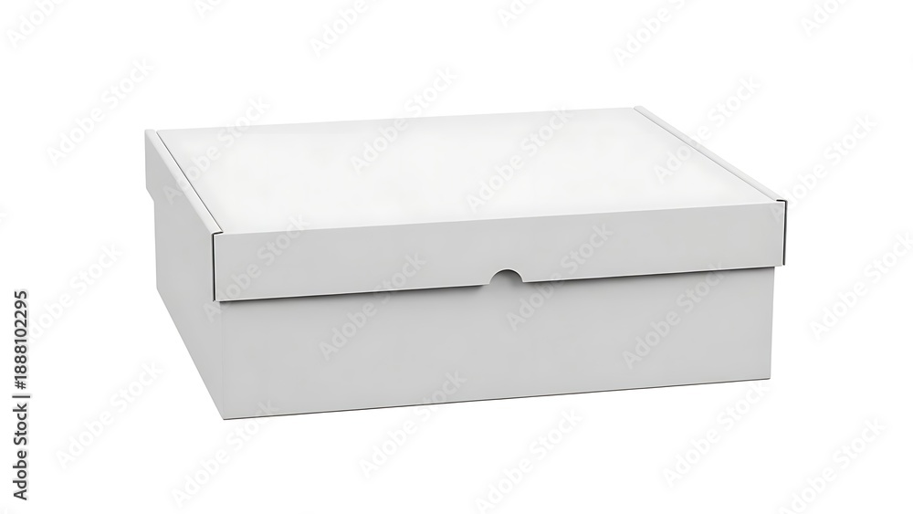 Naklejka premium White Shoe Box with Hinged Lid and Indentation cardboard box closed box packaging