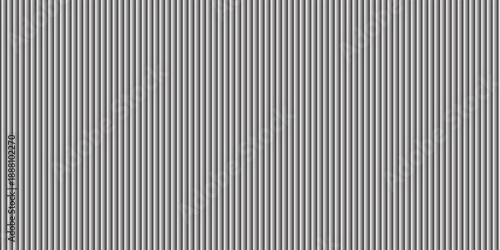 Acrylic satin corrugated glass texture light gray background. Blurred soft ribbed transparent striped door window overlay. Metal silver reeded polycarbonate sheet. Abstract vertical gradient pattern
