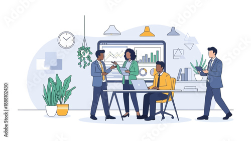 Business professionals collaborating in modern office