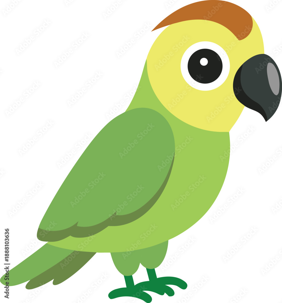 Fototapeta premium Cartoon green parrot isolated on transparent background illustration