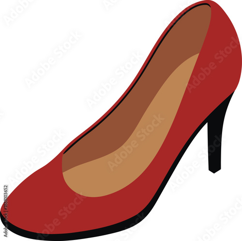Red high heel shoe elegant isolated transparent background fashion
