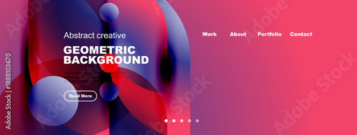 Abstract website mockup. Vibrant colors, geometric shapes, text elements present. Modern design for portfolio or landing page.