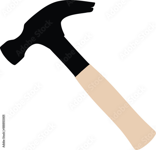 Black rubber mallet hammer tool isolated on transparent background