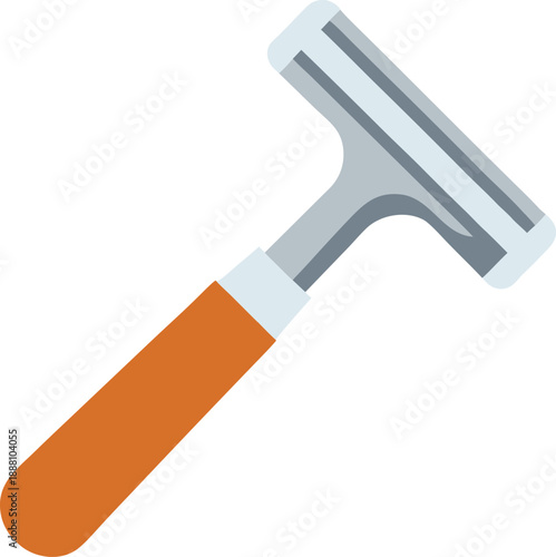 Orange plastic putty knife tool isolated on transparent background