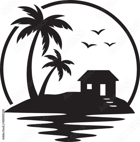 tropical island with palm tree