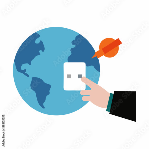 Global power connection icon with plug and earth