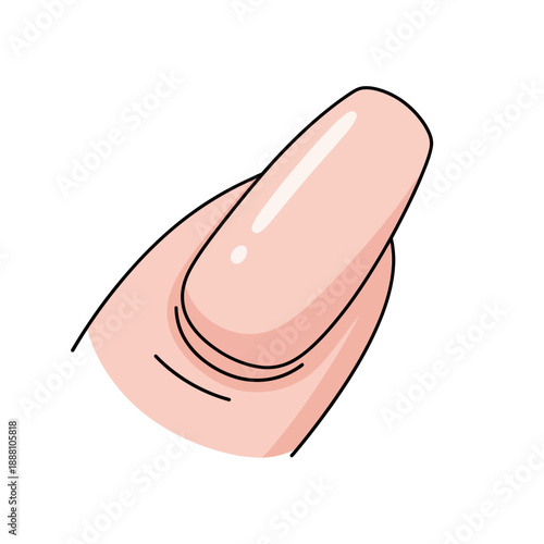 Manicured thumb with nude nail polish