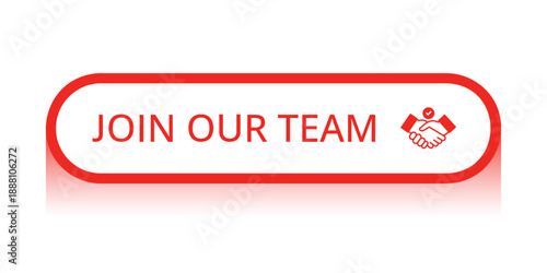 Modern rounded CTA button, "Join Our Team" text, 3D effect, web UI element for landing pages, mobile apps or banners, for HR presentations.