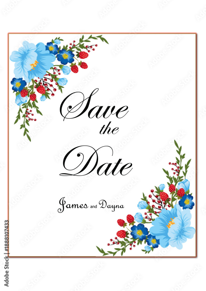 Obraz premium Weding card with flowers vector illustration