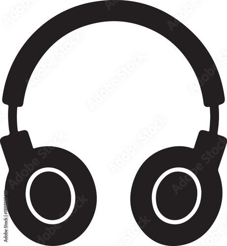 Black and white headphones outline audio earphones