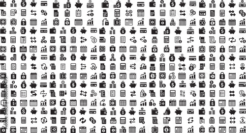large collection of various business and finance icons on white background