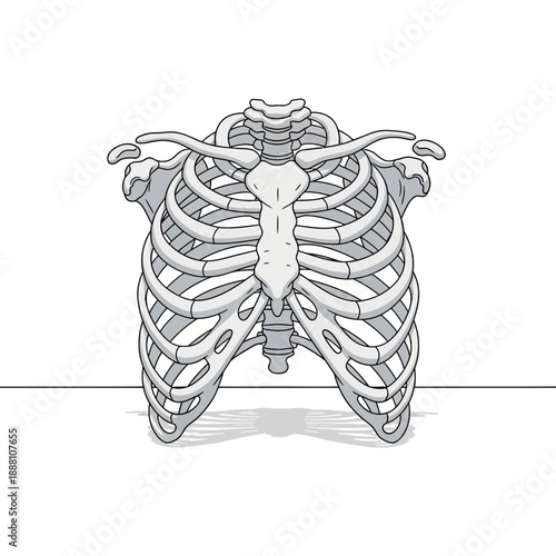Detailed human ribcage illustration for medical education