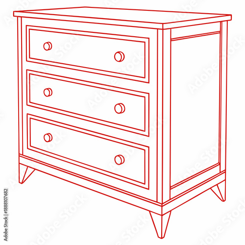 Modern three-drawer chest