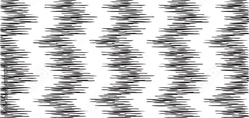 Monochrome texture composed of irregular graphic elements. Distressed uneven grunge background. Abstract vector illustration. Overlay for interesting effect and depth. Isolated on white background.