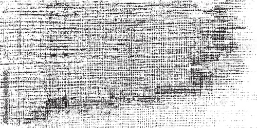 Monochrome texture composed of irregular graphic elements. Distressed uneven grunge background. Abstract vector illustration. Overlay for interesting effect and depth. Isolated on white background.