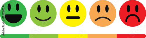 Smiley Emoji and Human Expression Icon Collection. Colorful  Smiley Face Icons for User Feedback and Customer Satisfaction Ratings. 

