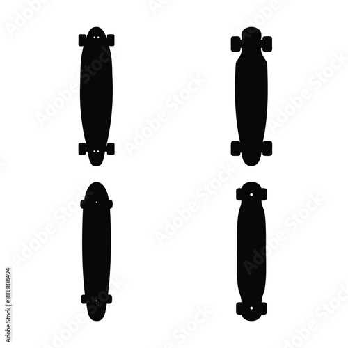 Collection of diverse longboard silhouettes showcasing various designs for skateboarding enthusiasts