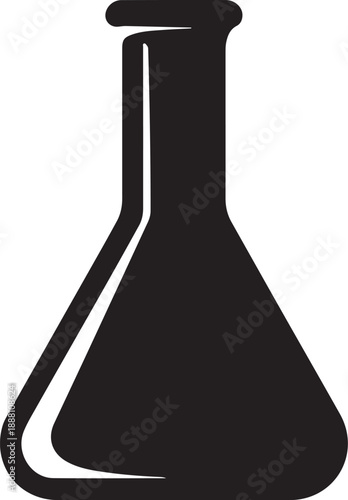 Black and white outline of a laboratory flask science
