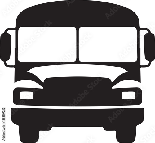 Black and white school bus front view transportation